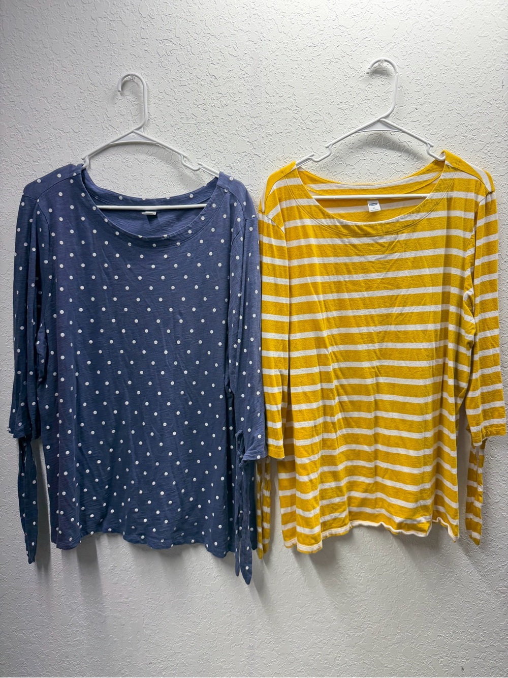 Bundle Flawed XXL Old Navy 3/4 sleeve tops 100% cotton striped polka dot 2 piece